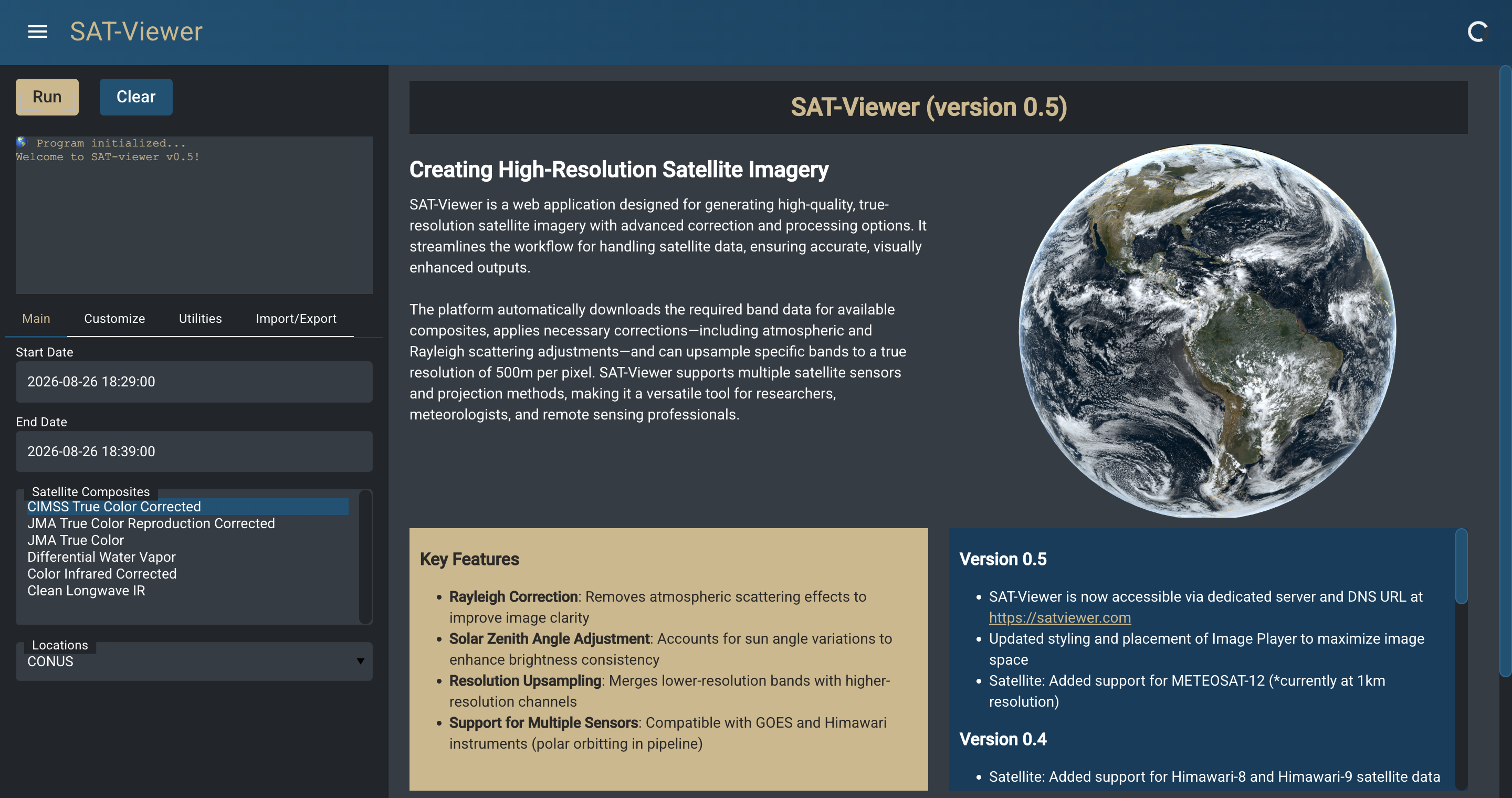 Satellite Viewer interface